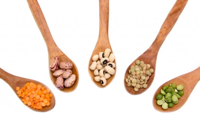 Legumes on Wooden Spoons